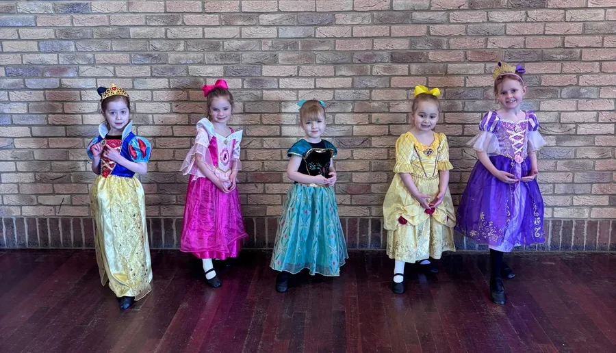 Pre-school pupils in Disney princess costumes at Karen Chapman School of Dancing in Harlow